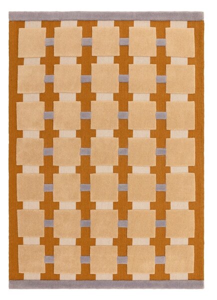 Ръчно изработен килим със смес от вълна в цвят жълта охра 120x170 cm Mallory – MADE