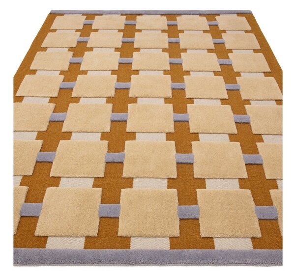 Ръчно изработен килим със смес от вълна в цвят жълта охра 120x170 cm Mallory – MADE