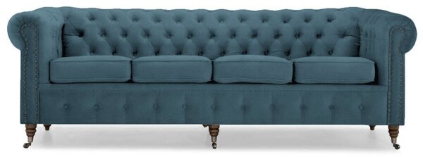 Диван Chesterfield в цвят тюркоаз, четириместен 238х86х80 см
