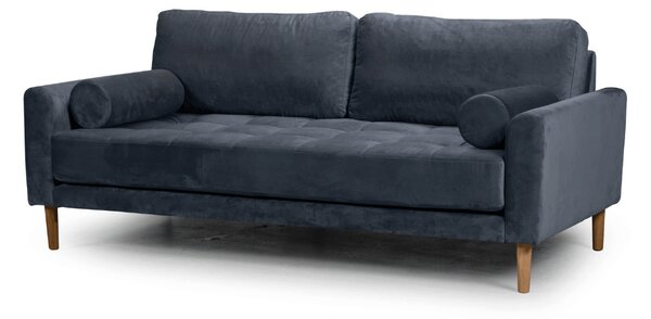 Двуместен диван Midcentury в тъмносиво кадифе, 180/93/66 см