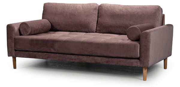 Двуместен диван Midcentury в ръждиво розово кадифе, 180/93/66 см