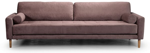 Четириместен диван Midcentury в ръждиво розово кадифе, 244/93/66 см