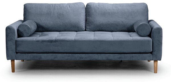 Двуместен диван Midcentury в светлосиво кадифе, 180/93/66 см
