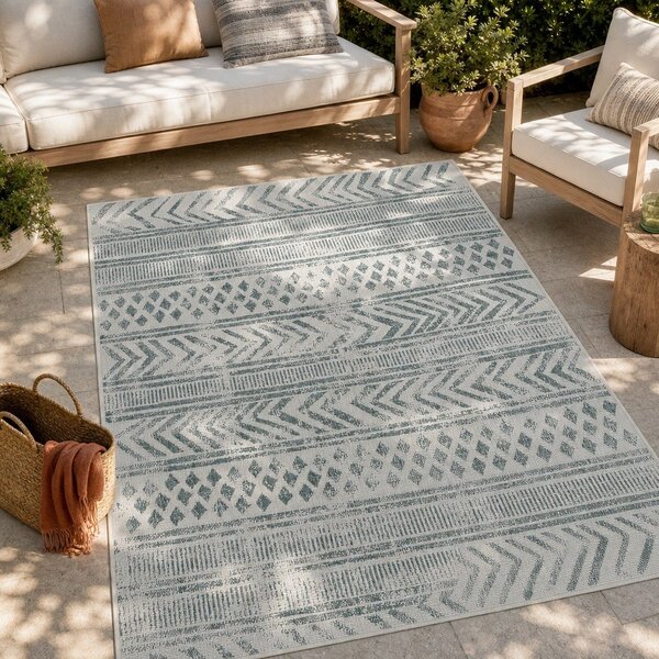 Зелен и кремав килим за открито , 80 x 150 cm Biri - NORTHRUGS