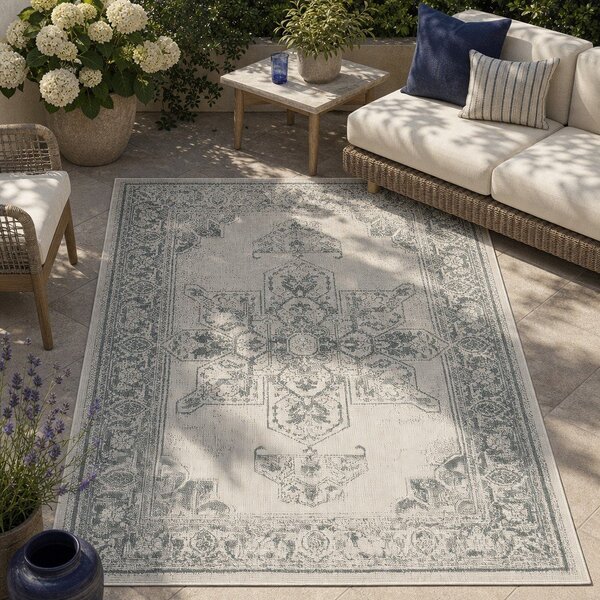 Зелен и кремав килим за открито , 120 x 170 cm Borbon - NORTHRUGS