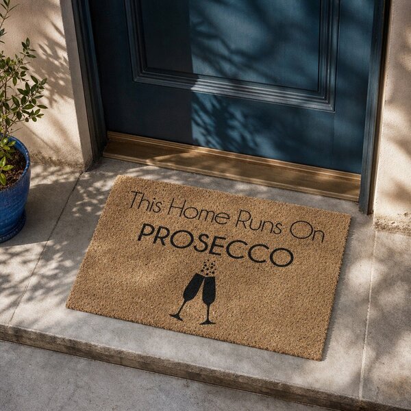 Изтривалка от кокосови влакна 40x60 cm This Home Runs On Prosecco – Artsy Doormats