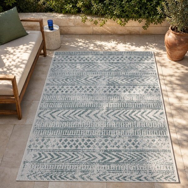 Зелен и кремав килим за открито , 80 x 350 cm Biri - NORTHRUGS