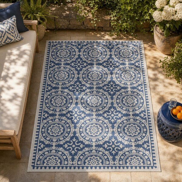 Синьо-кремав килим за открито , 80 x 250 cm Jardin - NORTHRUGS