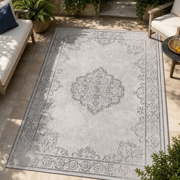 Сив и кремав килим за открито , 120 x 170 cm Cebu - NORTHRUGS