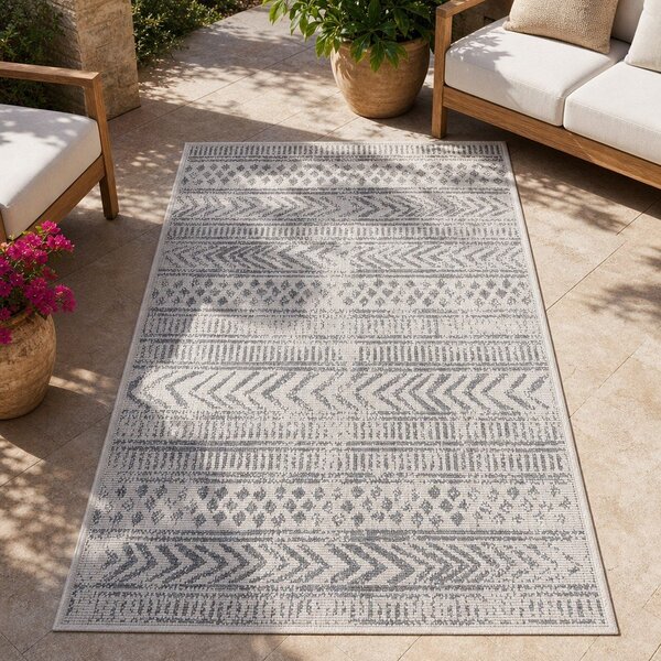 Сив и кремав килим за открито , 80 x 250 cm Biri - NORTHRUGS