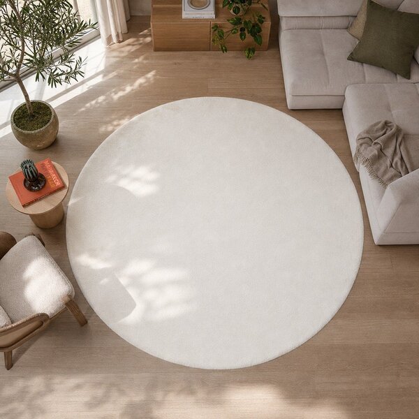 Бял килим Fox Liso, Ø 120 cm - Universal