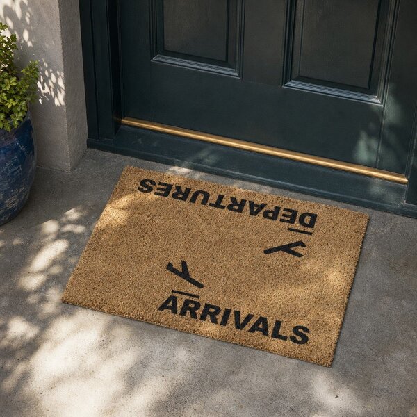 Изтривалка от кокосови влакна 40x60 cm Arrivals and Departures – Artsy Doormats