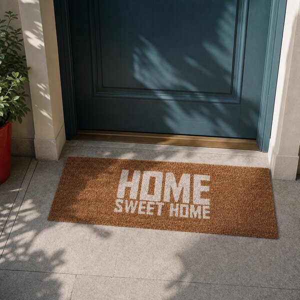 Изтривалка за врата с бял надпис Home Sweet Coir, 75 x 26 cm Home Sweet Home - PT LIVING