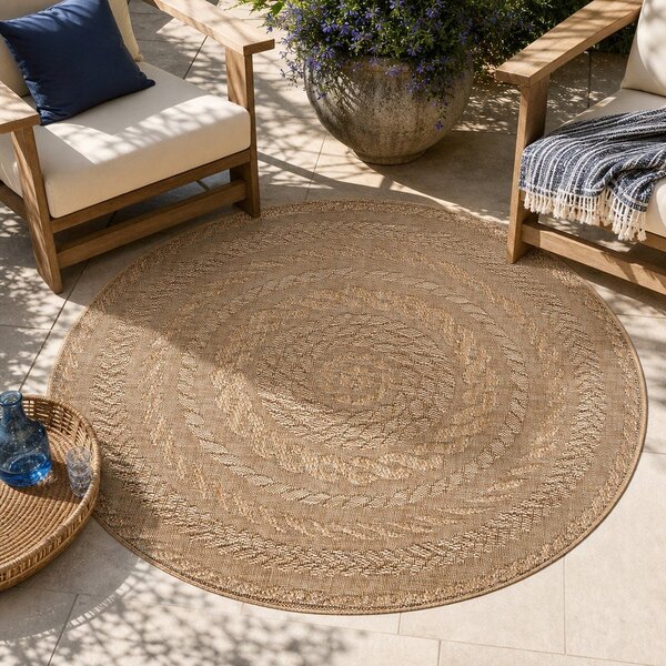 Бежов килим за открито , Ø 160 cm Almendro - NORTHRUGS