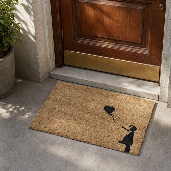 Изтривалка от кокосови влакна 40x60 cm Girl With a Ballon – Artsy Doormats