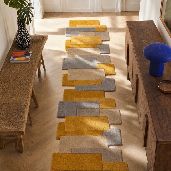 Пътека от жълта и бежова вълна , 60 x 230 cm Collage - Flair Rugs