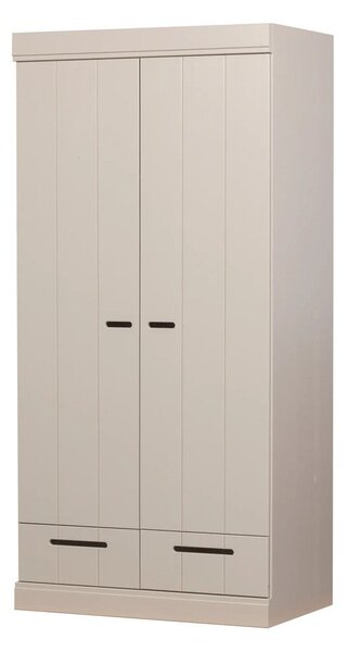 Сиво-бежов гардероб от масивен бор 94x195x53 cm Connect – WOOOD