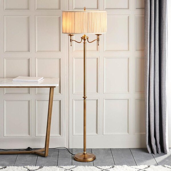 Endon 63620 - Подова лампа STANFORD 2xE14/40W/230V месинг/бежова