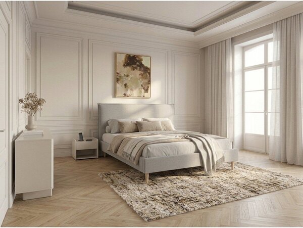Светлосиво тапицирано двойно легло с решетка 160x200 cm Sary - Bobochic Paris