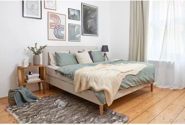 Бежово тапицирано двойно легло с решетка 160x200 cm Sary - Bobochic Paris
