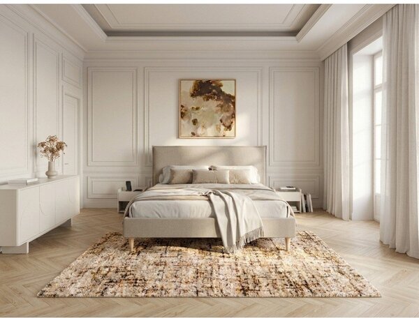 Бежово тапицирано двойно легло с решетка 160x200 cm Sary - Bobochic Paris