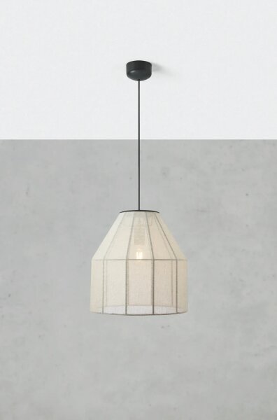 Markslöjd 108956 - Висяща лампа на кабел AIKO 1xE27/60W/230V диам. 37 см кремав/черен