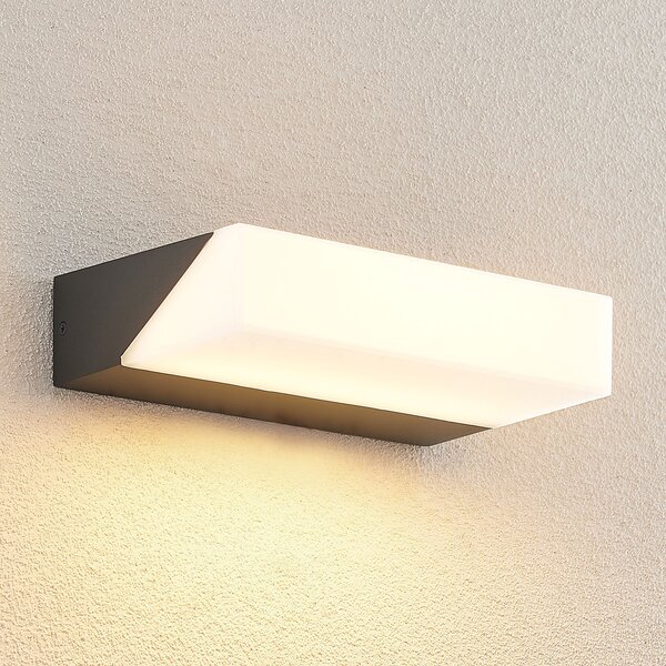 Lucande LED външно стенно осветление Golnar, антрацит, 25 cm, Черен, Метал, Модерен
