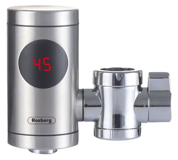 Нагревател за вода Rosberg R57100J, 3300W, 30-60°C, Дисплей, Стенен монтаж, IPX4, Инокс