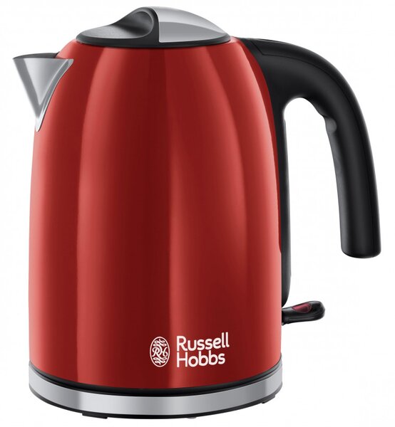 Електрическа кана Russell Hobbs Colours Plus Flame Red 20412-70, 2400W, 1.7 л, Бързо завиране, Скрит нагревател, 360° основа, Индикатор, Червен
