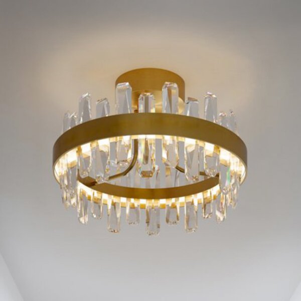 By Rydéns LED таванна лампа „Triumph“ от Rydens, месинг, прозрачна, Ø 50 см, Затъмняване, Прозрачен, Дневна/трапезария, Стъкло, Модерен