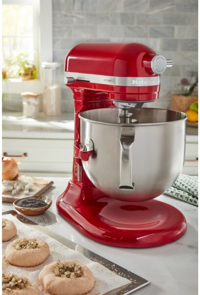 Планетарен миксер KitchenAid Artisan 5KSM70SHXEER, 375 W, 6.6 л, 11 скорости, 67 точки на допир, Повдигане на купата, Специална скорост Fold, Flex Edge, Червен