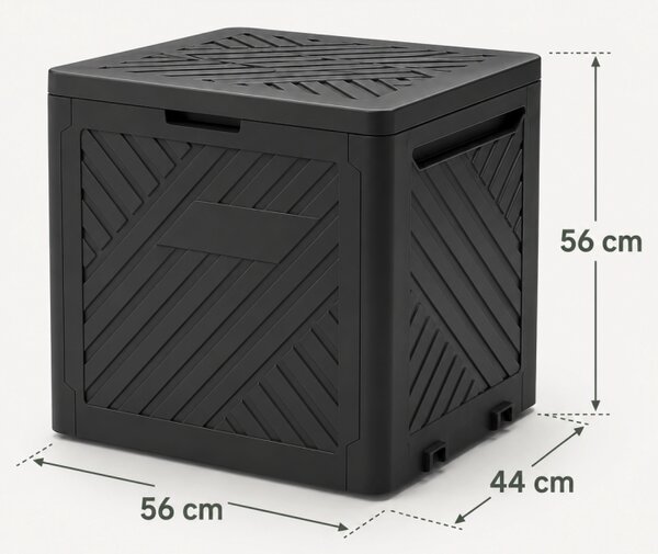 Градинска кутия за съхранение 120 л, антрацит, с капак – 56 x 56 x 44 см