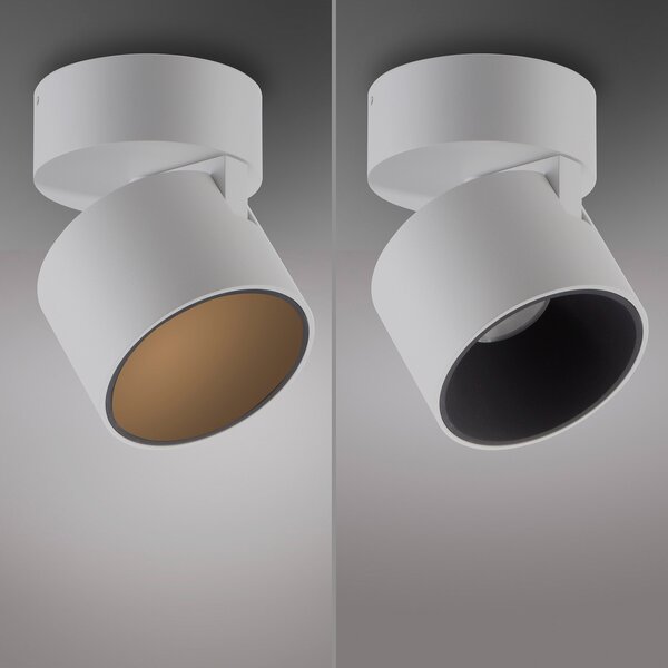 PURE LED таванна лампа Cup, бяла, Ø 9,5 см, метал, Затъмняване, Бял, Дневна/трапезария, Метал, Модерен