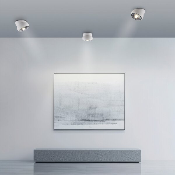 PURE LED спот за таван Move, бял, Ø 12 см, метал/стъкло, Затъмняване, Бял, Дневна/трапезария, Метал, Модерен