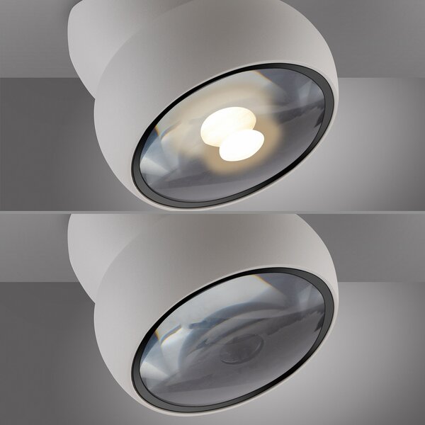 PURE LED спот за таван Move, бял, Ø 12 см, метал/стъкло, Затъмняване, Бял, Дневна/трапезария, Метал, Модерен