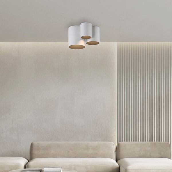 PURE LED таванна лампа за баня Point, бяла, 18 см, 3-лампова, IP44, Затъмняване, Бял, Баня, Метал, Модерен