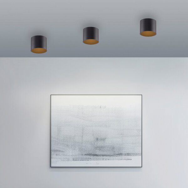 PURE LED лампа за баня Point, черна, Ø 18 см, IP44, Затъмняване, Черен, Баня, Метал, Модерен