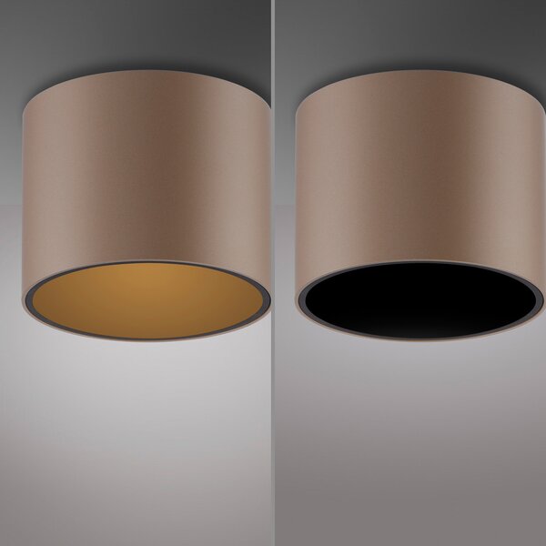 PURE LED лампа за баня Point, бронзов цвят, Ø 18 cm, IP44, Затъмняване, Бронзов / античен месинг, Баня, Метал, Модерен
