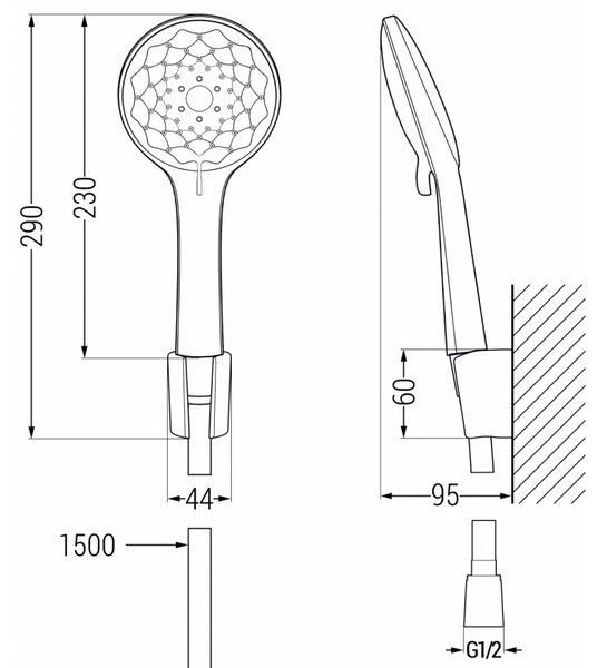 Mexen R-74 душ комплект, хром - 785745052-00