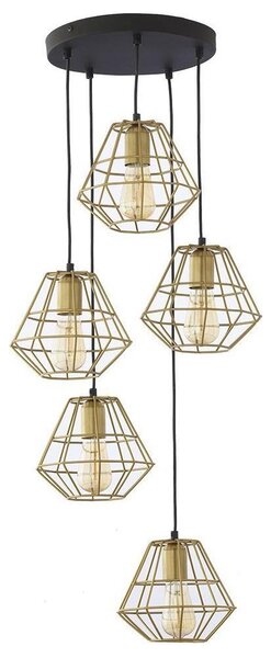 Полилей на кабел DIAMOND 5xE27/15W/230V черен/златен