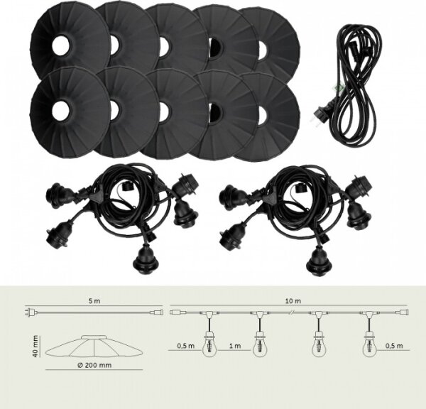 Външна декоративна гирлянда CRETE 10xE27/230V 15m IP44