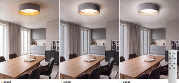 BRILAGI-LED VELVET SM. VARI димируема LED лампа, 24W/230V, 3000-6500K, диаметър 45 см, сива/златиста + дистанционно управление