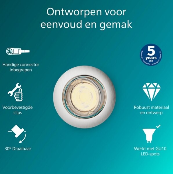 Philips - Вградено таванно осветително тяло PERIDOT 1xGU10/7W/230V сребристо