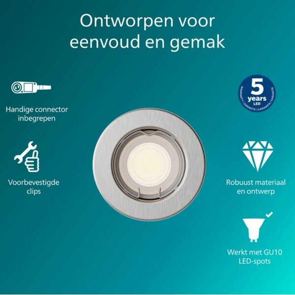 Philips - Вградено осветително тяло PERIDOT 1xGU10/7W/230V сребристо