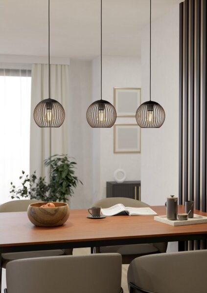 Eglo 901869 - Полилей на кабел ALMANZORA 3xE27/60W/230V черен