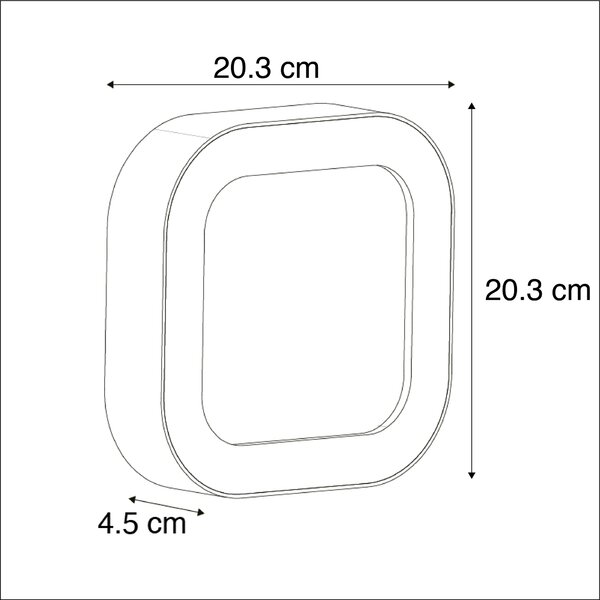 Стенна и таванна лампа сива квадратна IP54 - Ariel