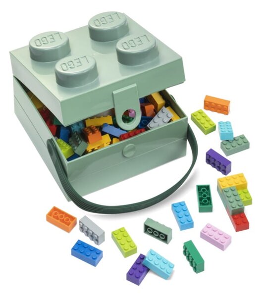 Светлозелена кутия за съхранение с дръжка - LEGO®