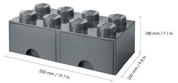 Детска тъмносива кутия за съхранение с 2 чекмеджета - LEGO®