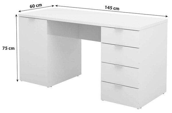 БЯЛO БЮРО ЛАРИ 2 С 1 ВРАТА И 4 ЧЕКМЕДЖЕТА 145/60/75 СМ