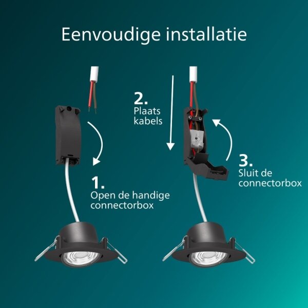 Philips - Комплект 3x димируеми вградени таванни осветителни тела CILANTRO LED/5W/230V 4000K черно
